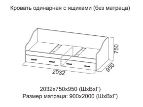 Кровать одинарная с ящиками (Без матраца 0,9*2,0) в Радужном - raduzhnyj.magazin-mebel74.ru | фото