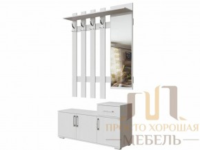 Вешалка с зеркалом 1,0 м №3 Ясень Анкор светлый в Радужном - raduzhnyj.magazin-mebel74.ru | фото